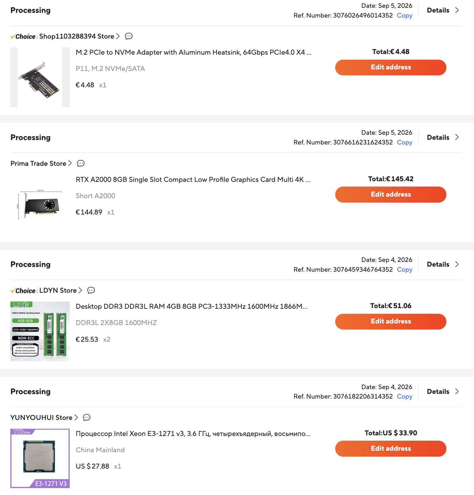 AliExpress orders
