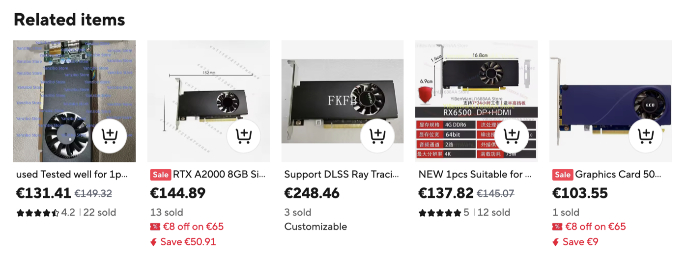 this is a later screenshot; these days it recommends more cards in this form factor