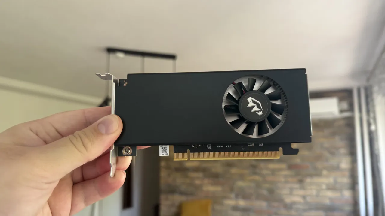Low-profile A2000 graphics card in hand
